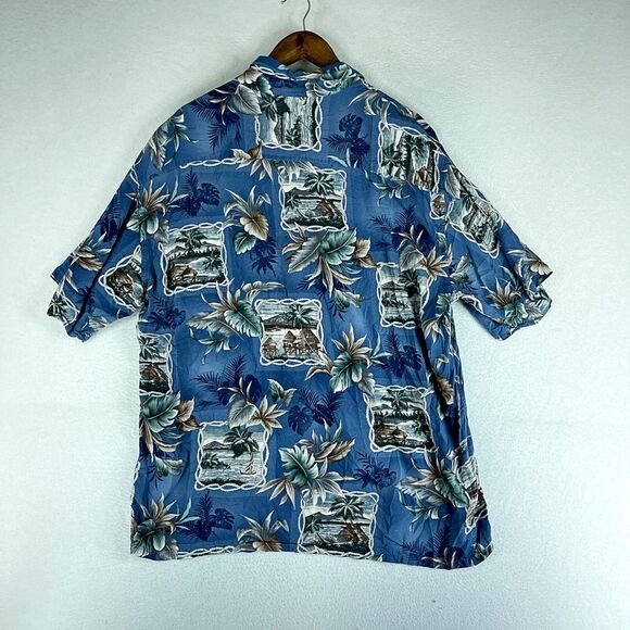 Windham Pointe Mens Hawaiian Shirt Floral Size XL Short Sleeve Collared Rayon - Picture 11 of 12